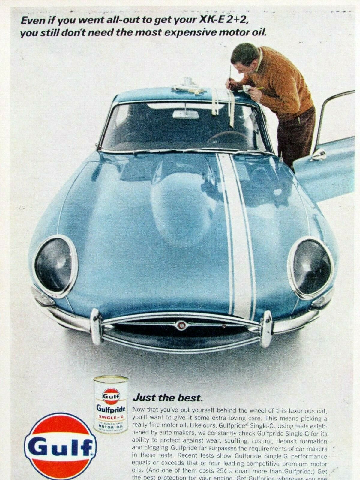 1967 Jaguar Xk E 2+2 Gulf Just The Best Original Vintage Print Ad-8.5 X 11"