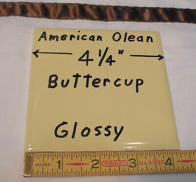 1 Pc. Vintage *buttercup / Yellow* Glossy Ceramic Tile; American Olean 4-1/4"