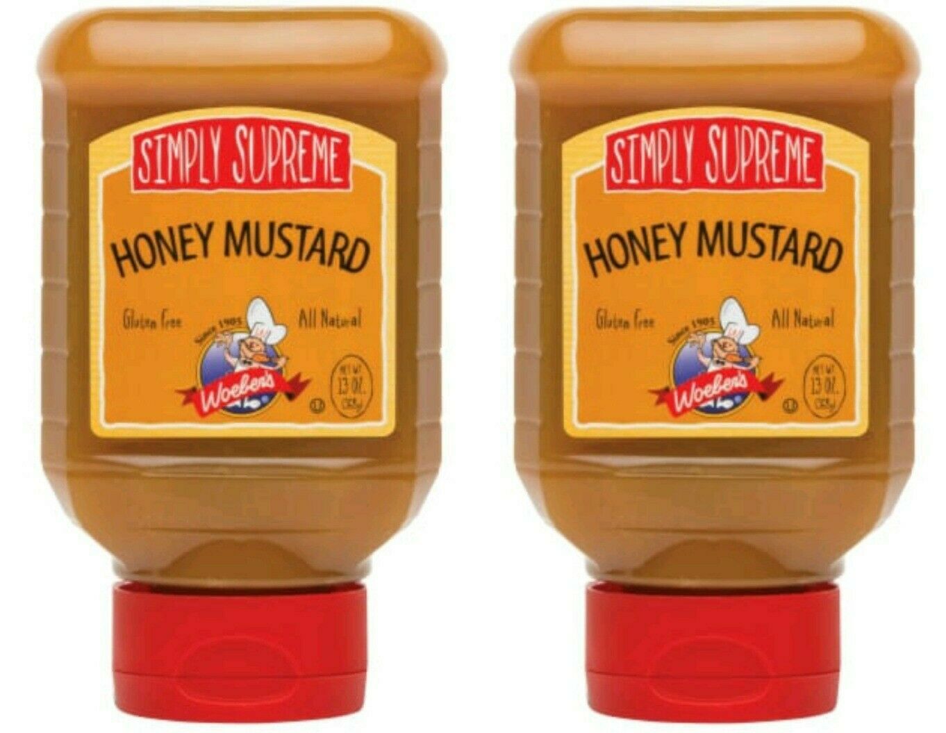 2 Woeber's Simply Supreme Honey Mustard 13 Ounce Bottles Gluten Free