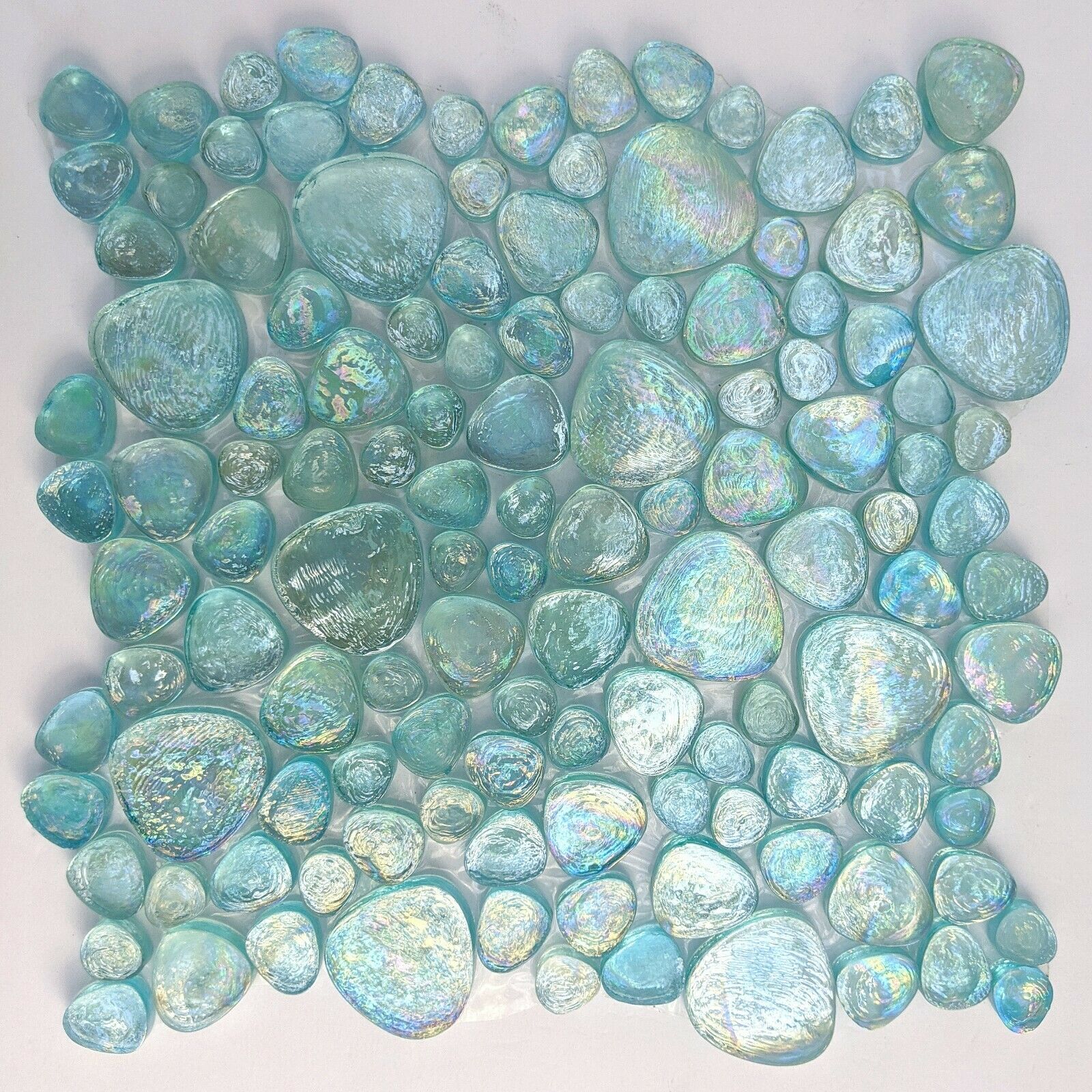 Iridescent Pebble Glass Mosaic Tile Aqua Blue For Wall & Floor