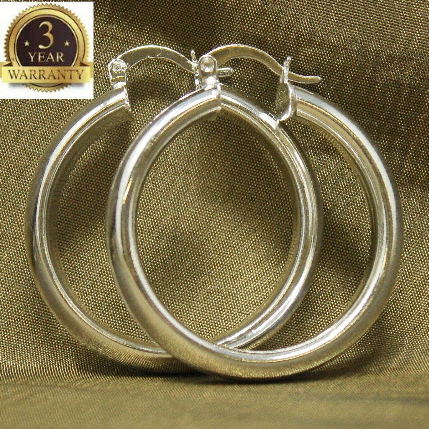 Womens 925 Sterling Silver Elegant Round Shaped Pierced Hoop Earrings