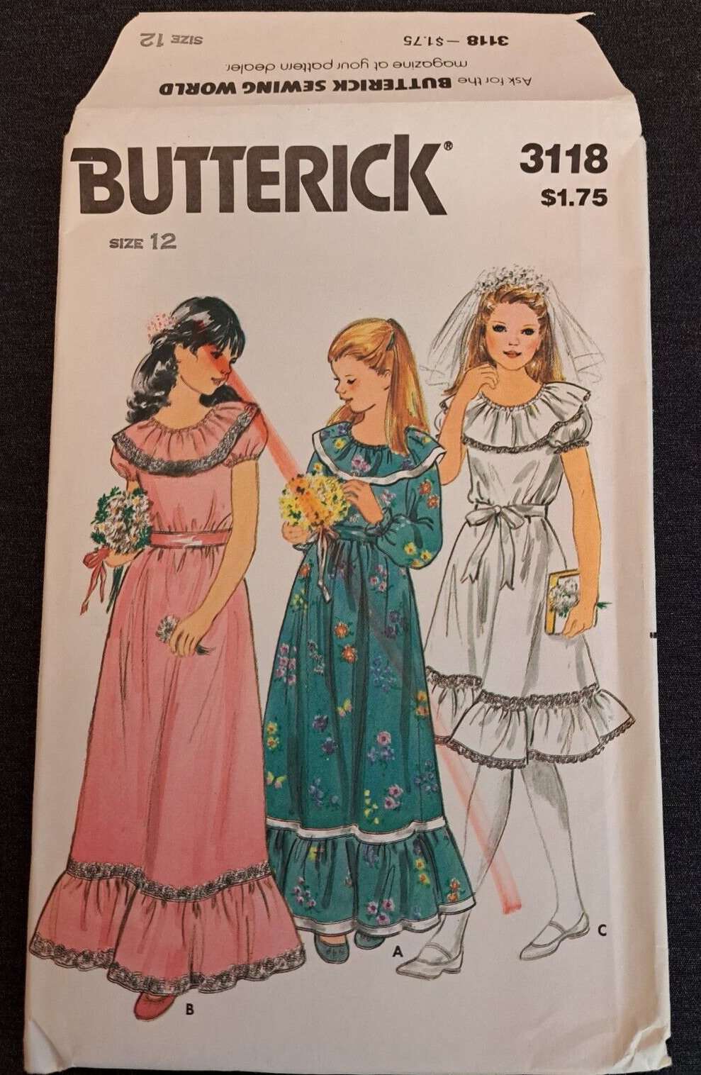 Vtg Butterick 3118 Girl's 12 Communion & Flower Dress Pattern Sew Uncut