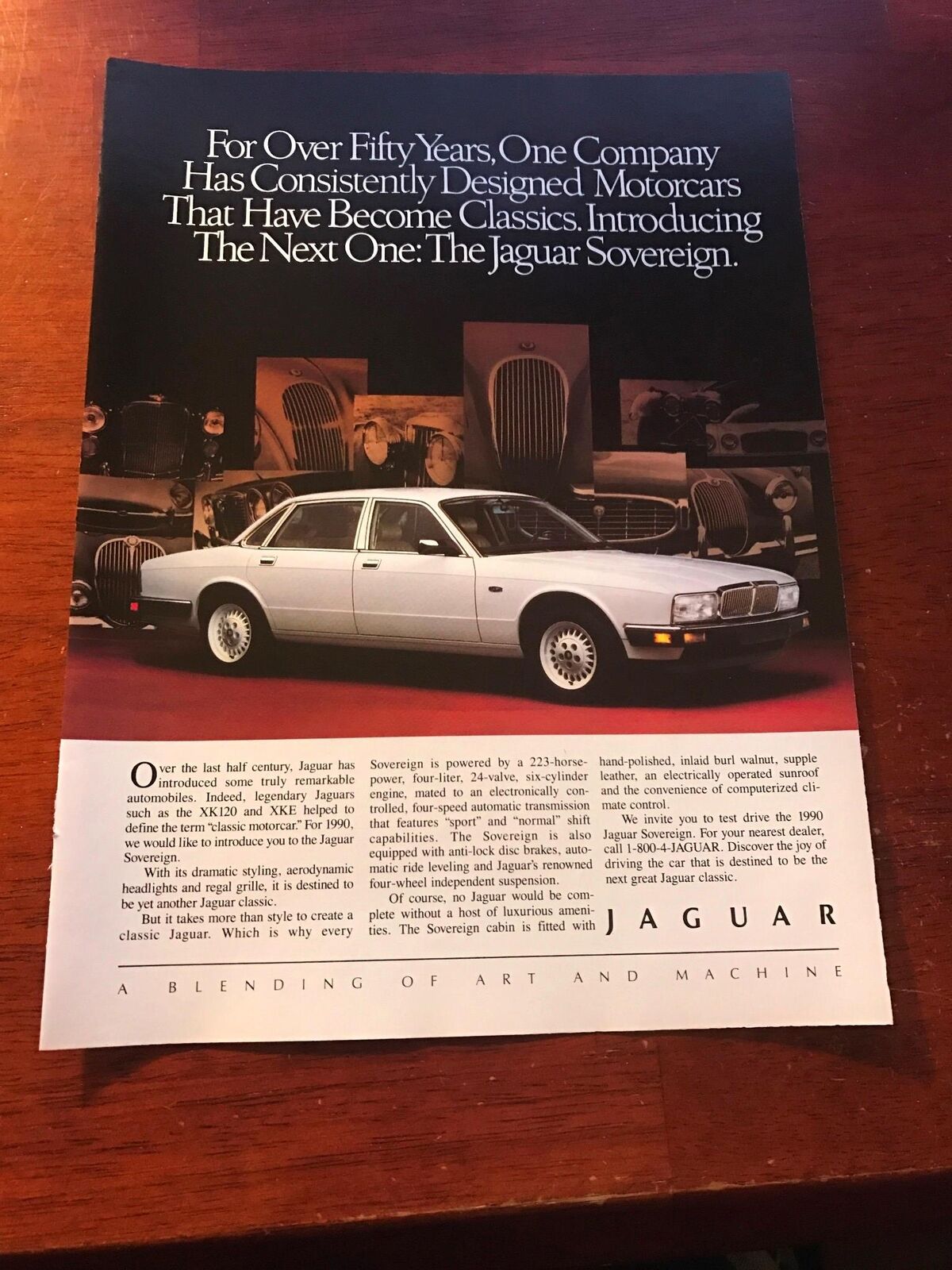 1990 Vintage 8x11 Print Ad For The Jaguar Sovereign White Car Blend Art&machine