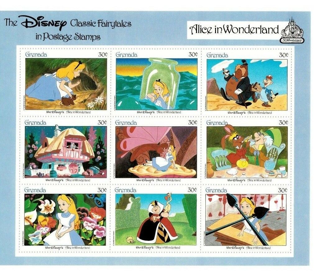Grenada  - Disney Stamps - Classic Fairy Tales  - Alice In Wonderland - Mnh