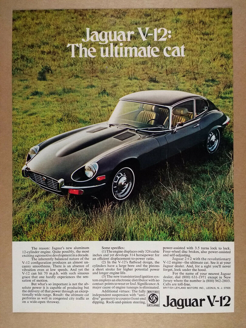 1972 Jaguar Xke 2+2 V12 Coupe Vintage Print Ad