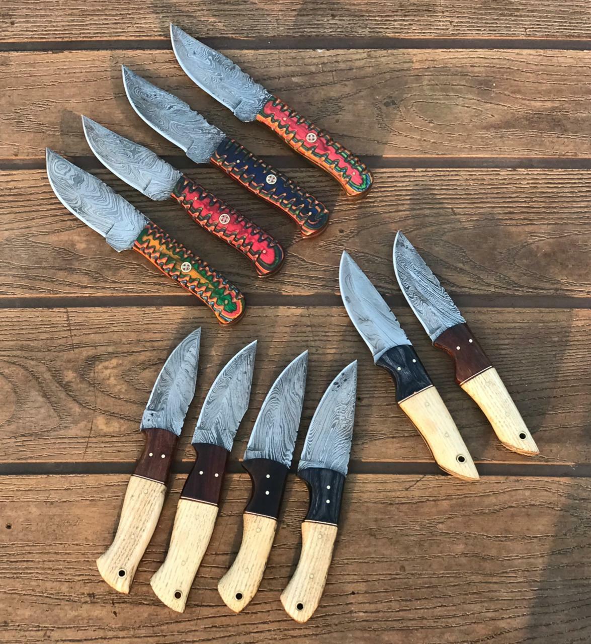 Lot 10pic Custom Handmade Damascus Steel Skining Camping Survival Hunting Knife