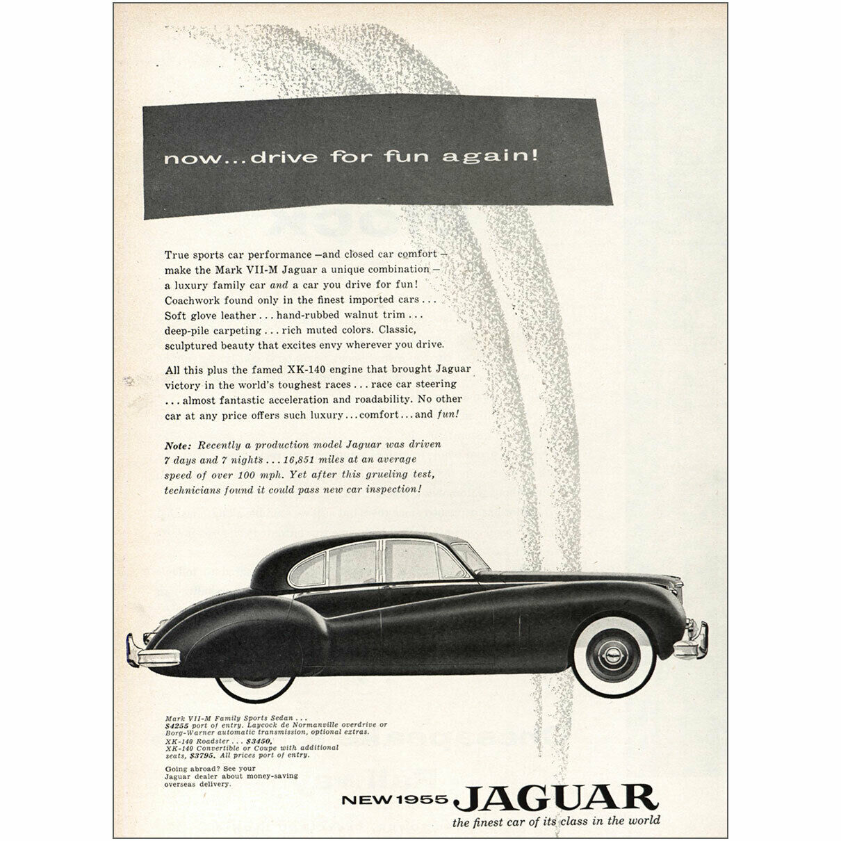 1955 Jaguar: Now Drive For Fun Again Vintage Print Ad