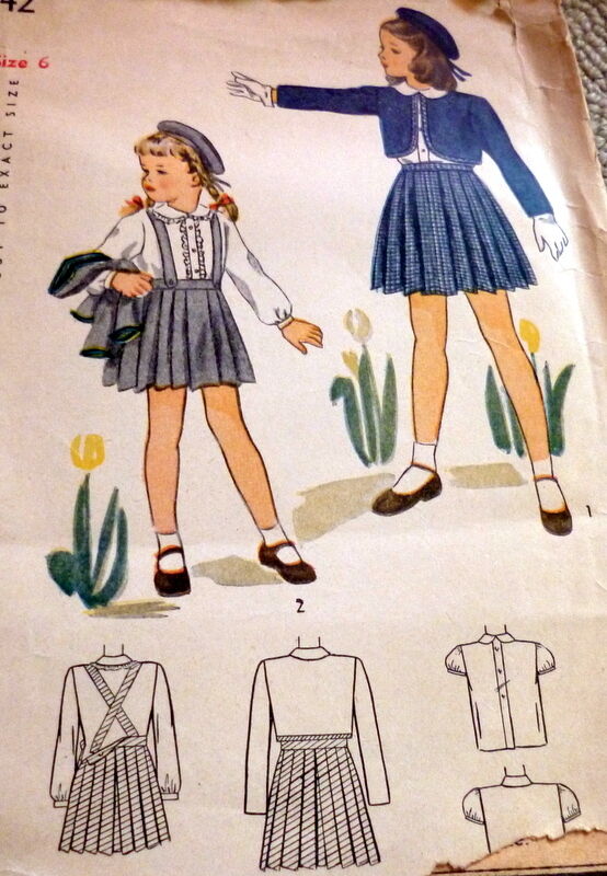 *lovely Vtg 1940s Girls Bolero, Skirt, & Blouse Sewing Pattern 6