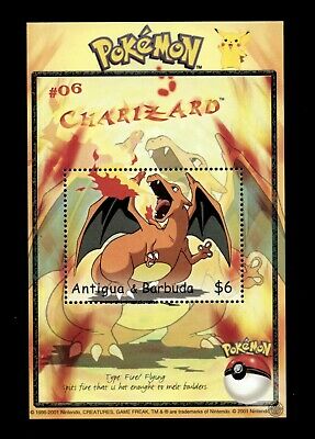 Antigua & Barbuda 2001 - Pokemon, #06 Charizard Stamp  - Souvenir Sheet - Mnh