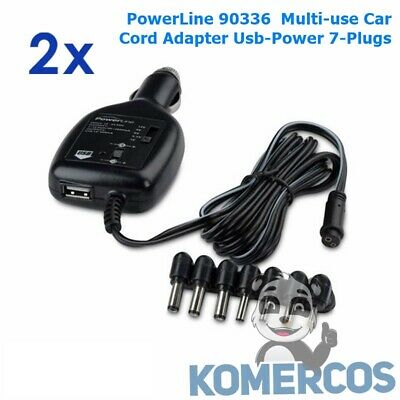 Lot Of (02) Powerline 90336  Multi-use Car Cord Adapter Usb-power 7-plugs