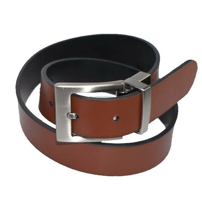 Boy's Leather Reversible Belt W/polished Nickel Buckle-1 Belt 2 Styles!! B7001