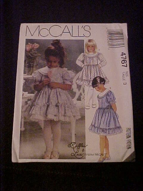 1990 Mccall's Girl's Dress With Ruffles Pattern 4767 Uncut