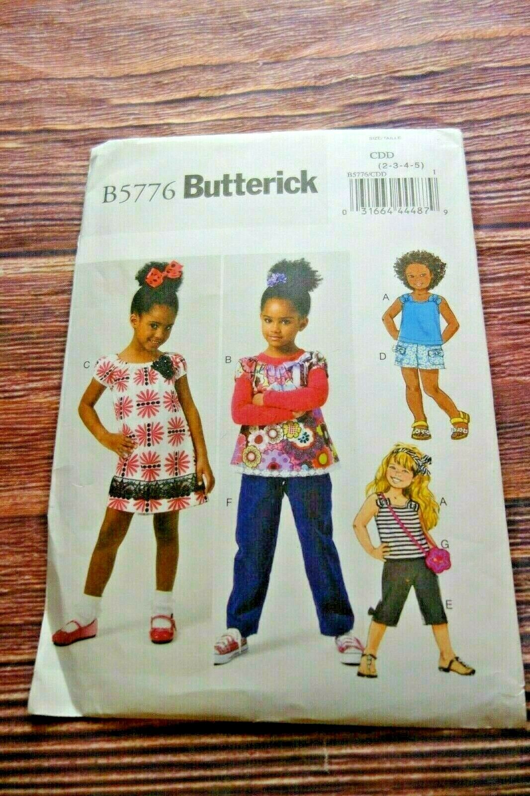 Butterick B5776 Sewing Pattern Sizes 2-3-4-5 Girl's Summer Wardrobe Uncut