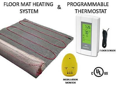 Electric Tile Radiant Warm Floor Heat Heated Kit, Mat With Aube Prog Thermostat