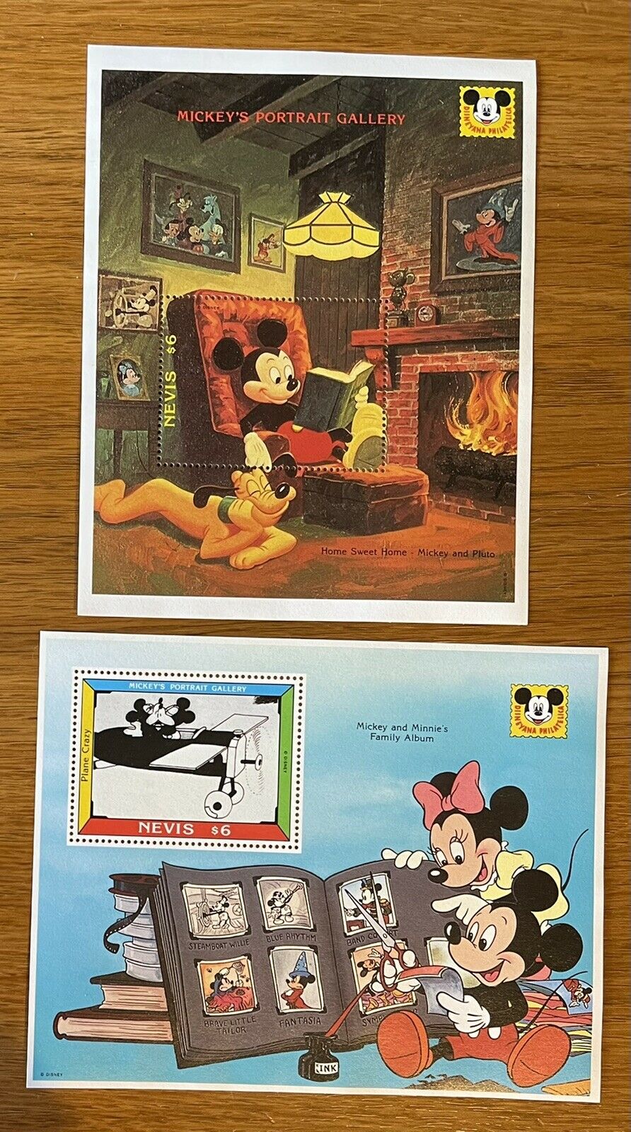 Nevis - 1992 Disney Mickey Mouse $6.00 Stamps. Set Of 2 On Souvenir Sheets