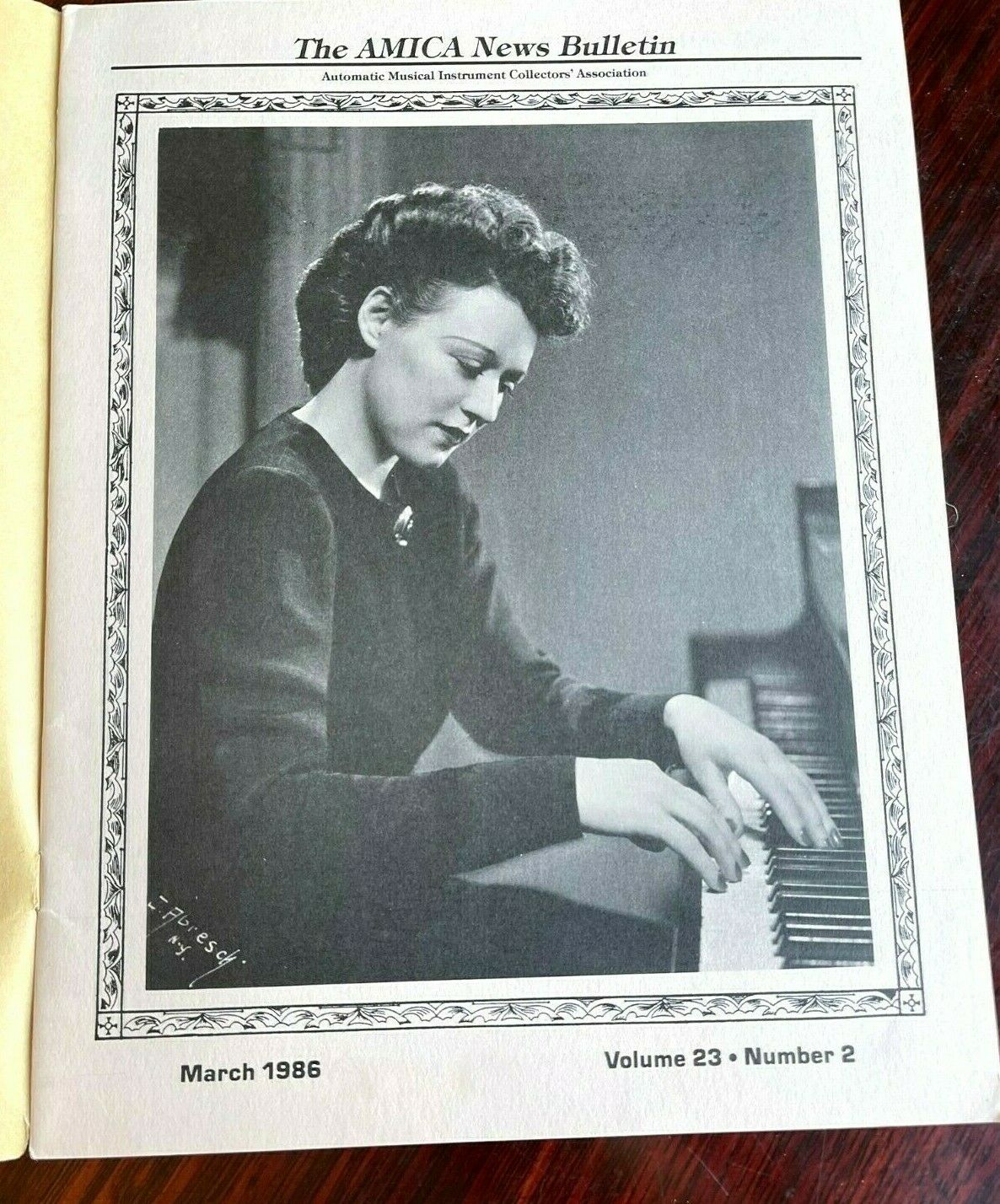 Amica Bulletin March, 1986 Volume 23 - Number 2 Player Piano Nickelodeon