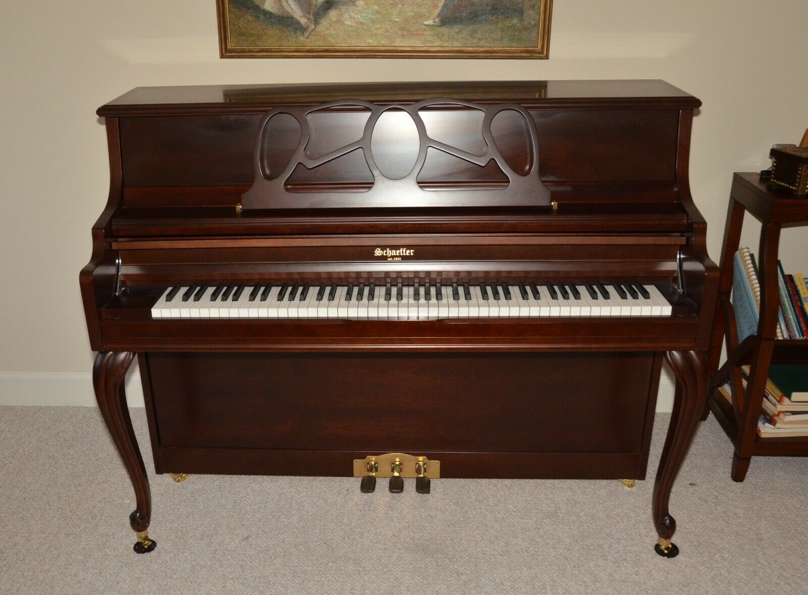 Pickup Only - Schaeffer Mahogany Upright Piano - Model #115 With Bench