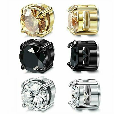 Stainless Steel Magnetic Stud Earrings For Womens Mens  Non-piercing Clip On