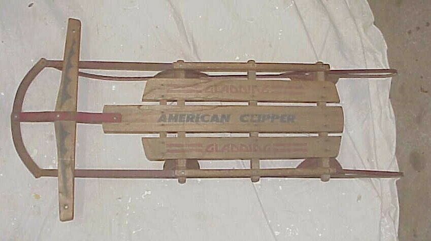 Vintage Wood Sled Gladding American Clipper 45" With Floating Steering