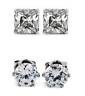 1 Pair Cz Clear Square/round Magnetic Clip-on Earrings Studs Men Women